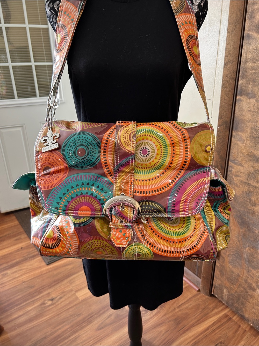Kalemcom New Orleans Colorful Circle Print Diaper Bag with pouch - Multicolor